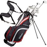 Wilson Complete set voor beginners, 10 golfclubs met draagtas, voor heren, rechtshandig, stretch XL, zwart/grijs/rood, WGG157551
