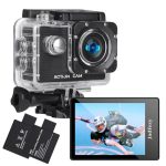Jadfezy Actiecamera 1080P, 140 Graden Groothoek 30 m onderwatercamera met 2 x 900mAh batterijen met grote capaciteit en montageaccessoires voor helm en fiets enz