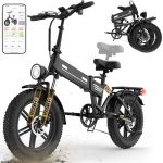 Beste speed pedelec EGGKING Elektrische Fiets voor Volwassenen, 20" Dikke Banden E-Bike, 48V-17.5Ah Verwijderbare Batterij, 7 Versnellingen, Max 150kg