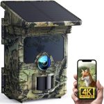 WOLFANG Solar Wildlife Camera 4K 68MP, WiFi Bluetooth Trail Camera met Nachtzicht Motion Activated 0.1s Trigger Time IP66 Waterdichte Game Camera voor Wildlife Monitoring