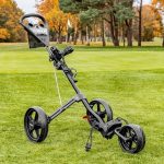 FORZA Golftrolley met 3 wielen, lichte aluminium duwwagen met ergonomische handgreep, voetrem en opvouwbaar ontwerp, compact transport van golftassen, optionele parapluhouder
