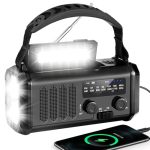 YIAKNWEN Noodradio 20000mAh Zonne-Dynamo AM/FM LED SOS Kompas Zwart