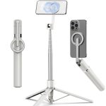 TONEOF 173cm Magnetisch Selfiestick Statief, Sterke Magnetische Aluminium Telefoonhouder, 360° Draaibaar, Intrekbaar Reisstatief met Metalen Ring&Afstandsbediening, Monopod voor alle Telefoons