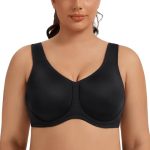 Beste sport BH grote maten AGONVIN Dames sport-BH met beugel – High-Impact, grote maten/plus size, maximale ondersteuning voor hardlopen en training Zwart 80F