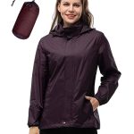 Beste regenjas fiets dames 33,000ft Waterdichte opvouwbare regenjas met capuchon voor dames, lichtgewicht, ademende windbreaker, fietsjack voor vrouwen, fiets-, sport-, outdoorjas, braambes, M