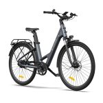 A Dece Oasis ADO E-bike 28 inch E-bike Air 28 elektrische fiets, 345,00 Wh accu, ebike voor dames en heren, 1 versnelling, momentensensor, riemaandrijving (grijs)