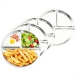 4 Stuks Roestvrijstalen Borden, 23 Cm Roestvrijstalen Portiecontrolebord, Borden Gedeelde Borden Voor Volwassenen Bariatric Met Indeling, Camping-Eetbak Voor Thuis En Camper