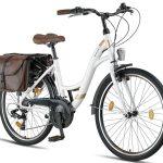 Licorne Bike Stella Plus Premium City Bike aluminium fiets voor meisjes, jongens, dames en heren, 21 versnellingen, Nederlandse fiets, StVZO (wit, 26 inch)