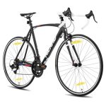 HILAND 28 inch Road Hybrid fiets, 700C pendelfiets, 14 snelheden, stadsfietsen voor volwassenen, 490 mm frame, zwarte fiets