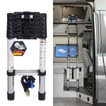 your GEAR Pescara Telescopische ladder van staal, max. 150 kg, smalle ladder voor campers, campers en bestelwagens, hefdak