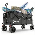 Sekey XXXL Bolderkar Opvouwbaar 300L 200KG, Verlengd Model met 17x10 cm All-Terrain Wielen, Gepatenteerd 4-weg Direct Opbouwsysteem, grijs
