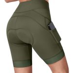 BERGRISAR Fietsbroek voor dames, gevoerde fietsbroek met 4D-zeem, ademend, elastisch, legergroen, M