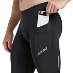 BALEAF Heren Gewatteerde Fietsshorts, Fietsshorts met Padding, Fietsbroek voor Wegfietsen en MTB, Fietsbroek met Zakken, UPF 50+, Zwart, XL