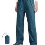 Beste regenbroek fiets dames 33,000ft Regenbroek voor dames, waterdichte fiets overtrekbroek, reflecterend, winddicht, lichte outdoorbroek voor golf, wandelen, vissen, Donker cyaan, 40