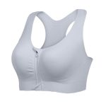 Beste sportbh Lemef Ritssportbeha's voor vrouwen Draadloze postoperatiebeha's met voorsluiting Racerback Compressiebeha's voor mastectomie, Grijs, L