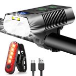REHKITTZ Superheldere Fietsverlichting, Fietslamp met Mistlicht en Stroomindicator, Voor- en Achterlicht voor Fietsen, Oplaadbaar via USB C, Krachtige LED-Fietsverlichting