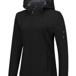 Outdoor Ventures Jas voor dames, waterdicht, ademend, softshelljas, overgangsjas, winddichte regenjas, functionele jas met capuchon, zwart, S