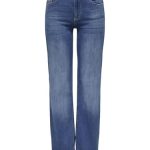 Beste spijkerbroek dames ONLY Dames Jeans Straight Fit Middelhoge Taille Handige Zakken Ritssluiting, Colour:Blue-3, Size:M / 30L, Beenlengte:L30