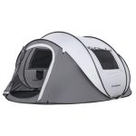 EchoSmile Pop-uptent voor 4-6 personen, waterdichte pop-uptent met 2 ventilatieramen, familietent en campingtent voor picknick, wandelen en outdoor-activiteiten, wit en grijs