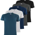 ALPIDEX Heren T-shirts Set van 5 Ronde Hals 100% Katoen Korte Mouw Basic Men Shirt Effen S M L XL XXL 3XL 4XL 5XL, Grootte:M, Kleur:Water
