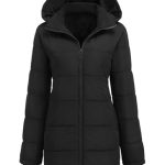 Hotouch dames herfst winterjas, lange gewatteerde jas met capuchon, slim fit, eenvoudige winterjas, casual, winddicht, gewatteerde jas, S-XXL, zwart, M