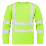 BSBUY Hi Vis T-shirt met lange mouwen voor heren, heren hoge zichtbaarheid sweatshirt met ronde hals, reflecterende tape beveiliging ronde hals Tee tops, lichtgewicht nut en veiligheid werkkleding