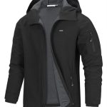 33,000ft Jas voor heren, waterdicht, ademend, softshelljas, overgangsjas, winddichte regenjas, wandeljas met capuchon, zwart, XXL