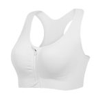 Lemef Ritssportbeha's voor vrouwen Draadloze postoperatiebeha's met voorsluiting Racerback Compressiebeha's voor mastectomie, Wit, L