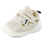 1-3 jaar Baby Trainers Jongens Meisjes Eerste Loopschoenen Peuter Schoenen Ademend Flexibel, Wit, 3 UK Child