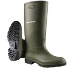 Dunlop Devon Full Safety rubberen werklaarzen – bouwlaarzen – waterdichte werklaarzen met stalen neus – chemisch bestendig en antislip – donkergroen/zwart – maat 43
