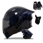 Modulaire motorhelm, ECE-goedgekeurde opklapbare integraalhelm, met ingebouwd dubbel vizier, voor volwassen mannen en vrouwen(C2,XL(59~60CM)