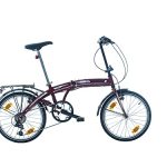 Multibrand Bachini Folding 20 inch Moderne Vouwfiets, 6 versnellingen, V-Brake, Spatborden, Bel, Achterdrager, voor Volwassenen en Tieners, geschikt voor 155–185 cm (Rood met Zwart en Wit)