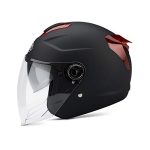 Galatée Motorhelm voor volwassenen met zonneklep, geschikt voor elektrische motorfietsen, scooters en cruisers, slagvaste ABS- en EPS-voering (matzwart)