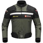 Beste motorkleding BORLENI Motorjas voor heren, winter, motorjas, textieljas, winddicht, met uitneembare voering, beschermers, jas, scooter, bikertochten, 4 seizoenen, olijf, maat M