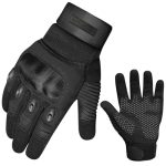 WESTWOOD FOX WFX Motorhandschoenen voor mannen en vrouwen, harde knokkel, volledige vingers, touchscreen motorhandschoenen voor fietsen (ZWART, L)