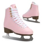 ATTABO ISLA Kunstschaatsen voor dames, roze, maat 41 EU, roestvrijstalen glijders, ideaal voor beginners of gevorderden, pvc-bovenmateriaal, sterke enkelbescherming, stabiliteit en comfort