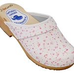 BeComfy damesklompen houten schoenen met houten zool echt leer kleurrijke bloemen 35-41 EU (Roze bloemen, EU-systeem voor schoenmaten, Volwassene, Numeriek, Breed, 41)