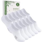Beste sneakersokken dames Caldodo Bamboe sneakersokken dames 35-38 39-42 enkelsokken heren, 6 paar enkelsokken sneakersokken sportsokken, cadeau voor vrouwen, hardloopsokken onzichtbare anti-zweet sokken, wit, 39-42 EU