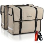 Morelia® Dubbele Fietstas - Incl Achterlicht - 100% Waterdicht - Fietstassen Elektrische Fietsen - Tarpaulin materiaal (48 Liter, Beige)