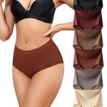 Levao Naadloze slips, onderbroeken voor dames, hoge taille, naadloos ondergoed, hoge taille, bikini, comfortabele no-show-slip, multipack van 6 stuks, S-XXL, 6 kleuren F, L