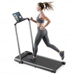 Loopband voor thuis inklapbaar, geüpgraded, duurzaam en draagbaar, elektrische loopband voor thuisfitness, met sterke zuignap-tablethouder en afstandsbediening, max. 10 km/u voor cardio en wandelen