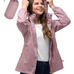33,000ft Waterdichte opvouwbare regenjas met capuchon voor dames, lichtgewicht, ademende windbreaker, fietsjack voor vrouwen, fiets-, sport-, outdoorjas, gedroogde roos., M