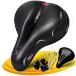 SPGOOD Fietszadel, comfortabel, zacht traagschuim, ergonomisch, schokabsorberend, ademend, waterdicht, met overtrek en vergrendelingen, racefiets, stadsfiets, MTB, voor dames en heren, 25 x 21 cm