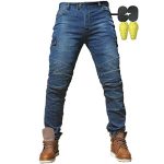 Beste motorjeans Heren Motorbroek Motorjeans Motor Jeans Fietsbroek Outdoor Fiets Reisbroek 4 x Beschermende Uitrusting (Blauw, 32W / 32L)
