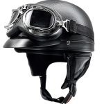 Half-motorfietshelm Retro Duitse handgemaakte lederen halfgezicht snelsluiting en bril - ECE/DOT goedgekeurde vintage open helm motor jethelmen voor cruiser-scooter 5,54-62CM