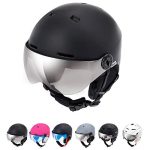 Skihelm met Vizier voor Heren Dames Jongen Meisje Kid Kinderen - Verstelbaar Skiën Snowboard Sneeuwsport Winter Snowboardhelm Helmvizier Skibrillens (M (55-58cm), zwart)