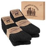 Beste alpaca sokken SukModen 4 paar alpaca sokken voor heren en dames, warme wollen wintersokken, dikke ademende gebreide wollen sokken,zachte Noorse breisokken zwart L