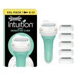 Wilkinson Sword - Intuïtion Sensitive Care XXL Pack - Scheerapparaat voor dames - XXL-pak met 1 scheerapparaat + 6 navulmesjes - Bevat provitamine B5, aloë vera en vitamine E