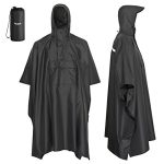 AWHA Regenponcho voor dames en heren, waterdicht en extra lang, voor wandelen, paardrijden, fietsen, outdoor, regenbescherming, herbruikbaar, met tas, zwart, L/XL