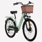 26" Elektrische Fiets, Volwassenen Elektrische Fietsen, City Electric Bike, Met Mand En Bagagerek Voor Dagelijks Woon-Werkverkeer & Inkoop in Supermarkt, batterij 48V 499Wh Bereik 80-100km (Groente)